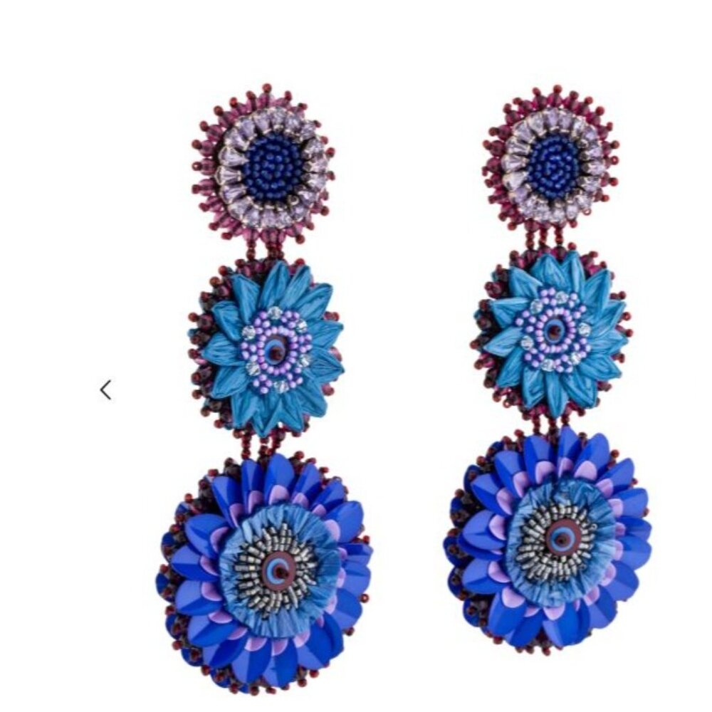 Mignonne Gavigan Molly Rhinestone Waterfall Earrings Blues Purples Neutrals - Picture 4 of 7